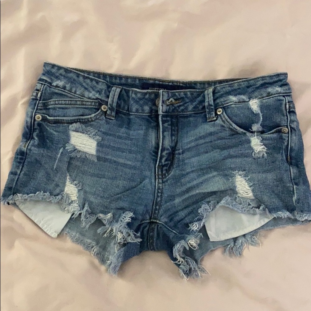 Ripped jean shorts